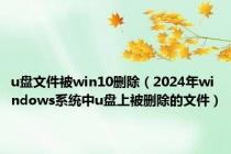 u盘文件被win10删除（2024年windows系统中u盘上被删除的文件）