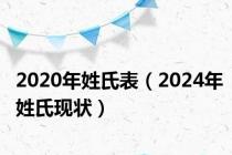 2020年姓氏表（2024年姓氏现状）