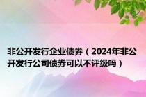 非公开发行企业债券（2024年非公开发行公司债券可以不评级吗）