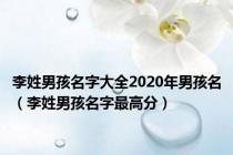 李姓男孩名字大全2020年男孩名（李姓男孩名字最高分）