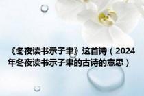 《冬夜读书示子聿》这首诗（2024年冬夜读书示子聿的古诗的意思）