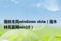 雨林木风windows vista（雨木林风官网win10）