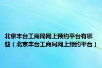 北京丰台工商局网上预约平台有哪些（北京丰台工商局网上预约平台）