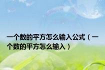 一个数的平方怎么输入公式（一个数的平方怎么输入）