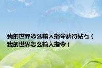 我的世界怎么输入指令获得钻石（我的世界怎么输入指令）