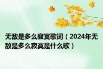 无敌是多么寂寞歌词（2024年无敌是多么寂寞是什么歌）