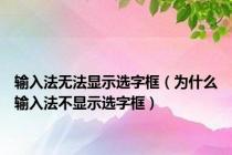 输入法无法显示选字框（为什么输入法不显示选字框）