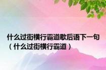 什么过街横行霸道歇后语下一句（什么过街横行霸道）