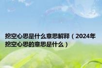 挖空心思是什么意思解释（2024年挖空心思的意思是什么）