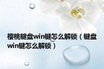 樱桃键盘win键怎么解锁（键盘win键怎么解锁）