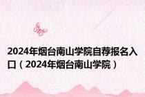 2024年烟台南山学院自荐报名入口（2024年烟台南山学院）