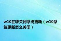 w10在哪关闭系统更新（w10系统更新怎么关闭）