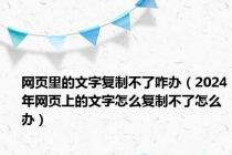 网页里的文字复制不了咋办（2024年网页上的文字怎么复制不了怎么办）