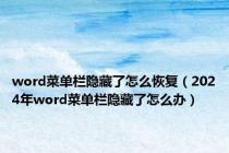 word菜单栏隐藏了怎么恢复（2024年word菜单栏隐藏了怎么办）