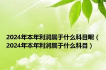 2024年本年利润属于什么科目呢（2024年本年利润属于什么科目）