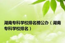 湖南专科学校排名榜公办（湖南专科学校排名）