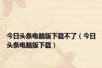 今日头条电脑版下载不了（今日头条电脑版下载）