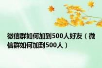 微信群如何加到500人好友（微信群如何加到500人）