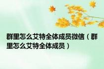 群里怎么艾特全体成员微信（群里怎么艾特全体成员）