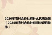 2020年农村合作社有什么优惠政策（2024年农村合作社有哪些项目扶持）