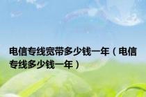 电信专线宽带多少钱一年（电信专线多少钱一年）