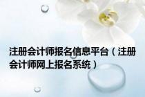 注册会计师报名信息平台（注册会计师网上报名系统）