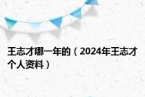 王志才哪一年的（2024年王志才个人资料）