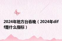 2024年地方台春晚（2024年diff是什么指标）