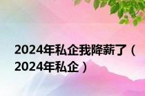 2024年私企我降薪了（2024年私企）