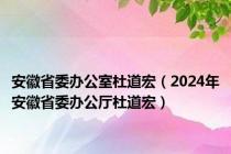 安徽省委办公室杜道宏（2024年安徽省委办公厅杜道宏）