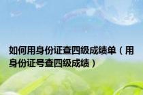 如何用身份证查四级成绩单（用身份证号查四级成绩）