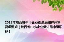 2018年陕西省中小企业促进局职称评审要求通知（陕西省中小企业促进局中级职称）