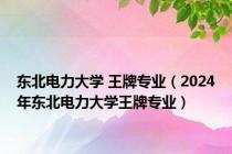 东北电力大学 王牌专业（2024年东北电力大学王牌专业）