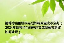 请等待当前程序完成卸载或更改怎么办（2024年请等待当前程序完成卸载或更改如何处理）