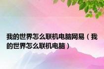 我的世界怎么联机电脑网易（我的世界怎么联机电脑）