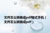 文件怎么转换成pdf格式手机（文件怎么转换成pdf）