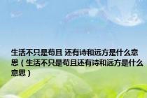 生活不只是苟且 还有诗和远方是什么意思（生活不只是苟且还有诗和远方是什么意思）