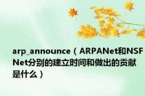 arp_announce（ARPANet和NSFNet分别的建立时间和做出的贡献是什么）