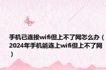 手机已连接wifi但上不了网怎么办（2024年手机能连上wifi但上不了网）