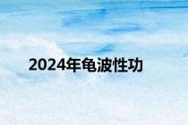 2024年龟波性功