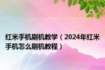 红米手机刷机教学（2024年红米手机怎么刷机教程）