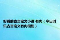 好看的古言宠文小说 有肉（今日时讯古言宠文有肉很甜）