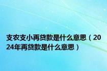 支农支小再贷款是什么意思（2024年再贷款是什么意思）