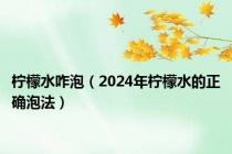 柠檬水咋泡（2024年柠檬水的正确泡法）