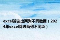 excel筛选出两列不同数据（2024年excel筛选两列不同项）