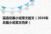 霸道总裁小说宠文甜文（2024年总裁小说宠文肉多）