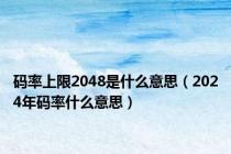 码率上限2048是什么意思（2024年码率什么意思）