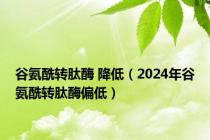 谷氨酰转肽酶 降低（2024年谷氨酰转肽酶偏低）