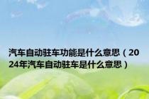 汽车自动驻车功能是什么意思（2024年汽车自动驻车是什么意思）