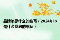 品牌ip是什么的缩写（2024年ip是什么意思的缩写）